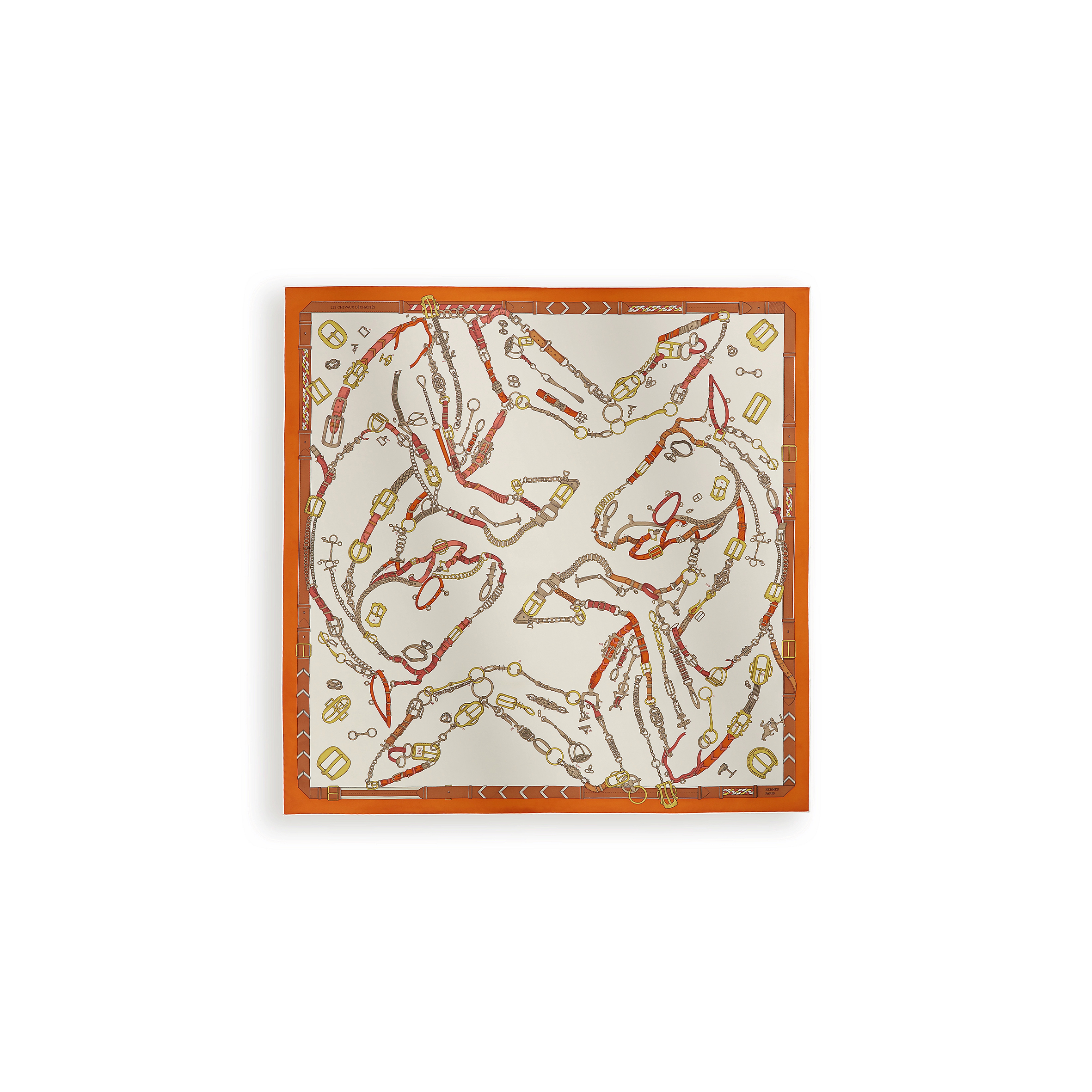 HERMÈS LES CHEVAUX DECHAINES SCARF 90 H004096S (88.5*88.5cm)